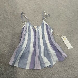 Ocean drive Striped Purple and White Top